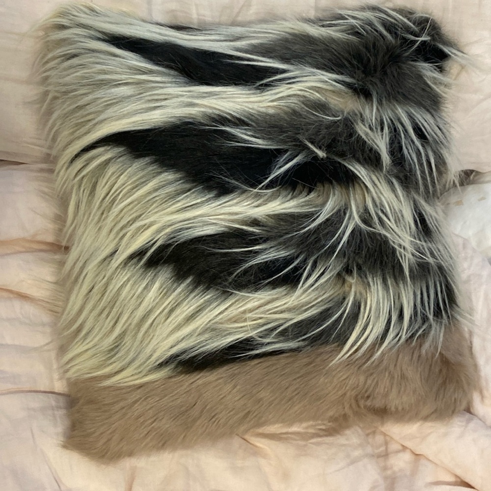 Front Gate faux fur pillows